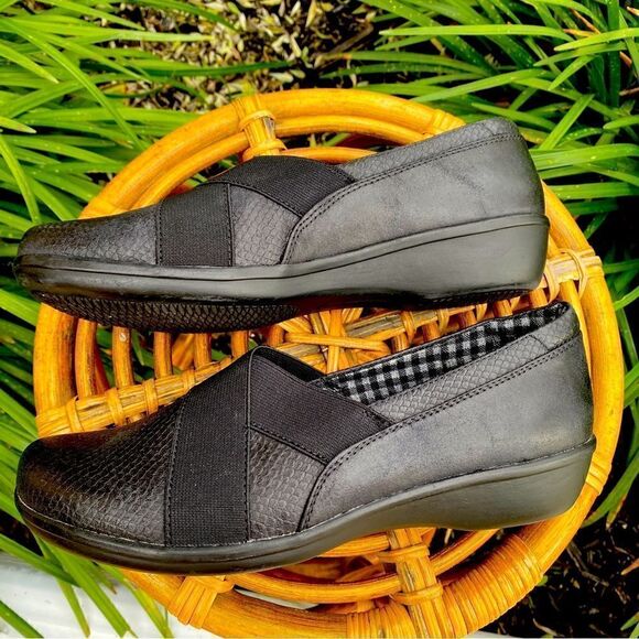 NEW KIM ROGERS DANNERY LACER CUT TEXTURED FAUX LEATHER SLIP ON LOAFERS BLACK 6 - Picture 6 of 8